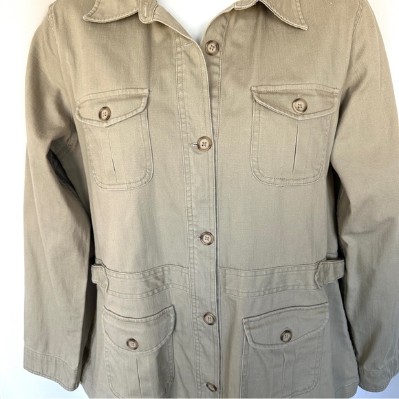 ANTHROPOLOGIE ISABELLA BIRD KHAKI CARGO SAFARI UTILITY JACKET. SzL - Picture 3 of 10